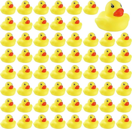 60 PCS Rubber Ducks Bath Toys Mini Ducks Float and Fun Squeak for Kids Bath Toy Shower Decorations Birthday Party Carnival Game Gift