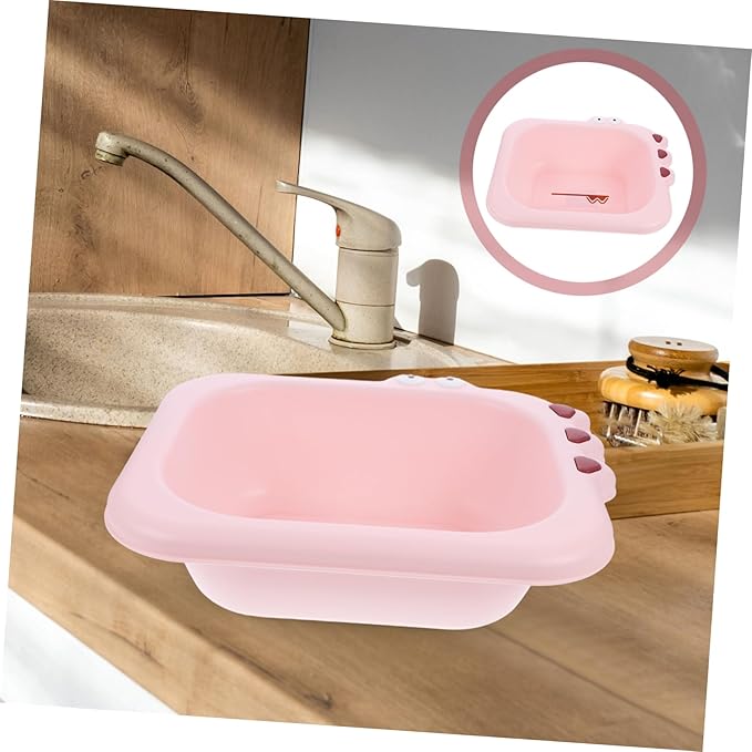 Abaodam Portable Wash Basin for Boy Girl and Spacious PP Material Tub with Smooth Rounded Edges Safe and Supply in Pink for Household Use