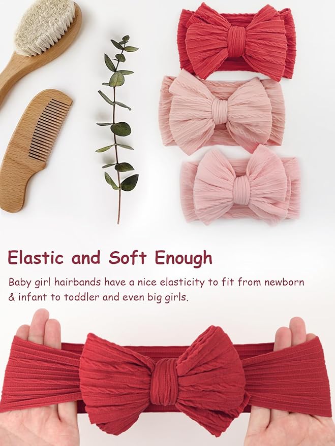 AQOKKA Baby Bows Headbands Nylon Baby Girl Headbands Soft Handmade Hairbands Toddler Hair Accessories for Girls Baby Newborn Infant Kids