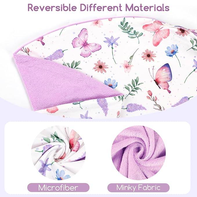 Newborn Lounger Cover for Boys Girls, Soft Comfortable Baby Lounger Cover 1 Pack Reversible Removable Fleece Slipover for Infant Lounger Pillow, Butterfly (Cover Only)