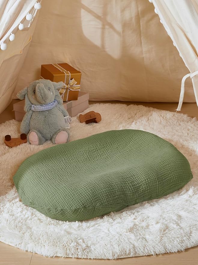TILLYOU Muslin Baby Lounger Cover, 100% Cotton Newborn Lounger Cover, 2 Pack Baby Nest Slipcover for Boys Girls, Cover Only, Forest Green and Light Green