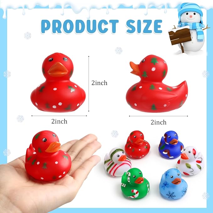Vinsot 24 Pcs Easter Rubber Ducks Bulk Candy Colorful Cruise Bath Toys for Kids, Easter Basket Stuffers, Egg Hunt Fillers, Birthday Party Favors Gift (Christmas)