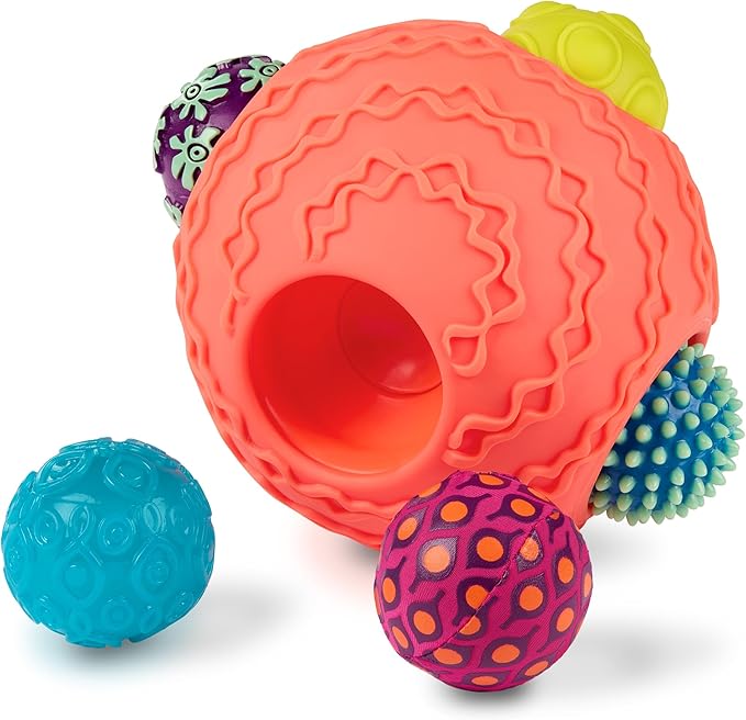 B. toys – Sensory Baby Toys Set with Textured Balls – 6 Pieces Development Set with Large Ball & 5 Small Balls with Different Textures for Tactile Stimulation & Motor Skills Development, 6+ Months