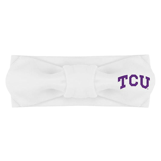 Creative Knitwear TCU Horned Frogs Infant Girls White Solid Hair Knot Headband Embroidered Logo - Size Newborn - 4T