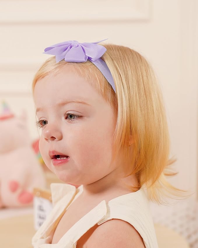 jollybows 40pcs Baby Girls Grosgrain Ribbon Hair Bows Headbands 3" Hair Band Hair Accessories for Infants Newborn Toddler