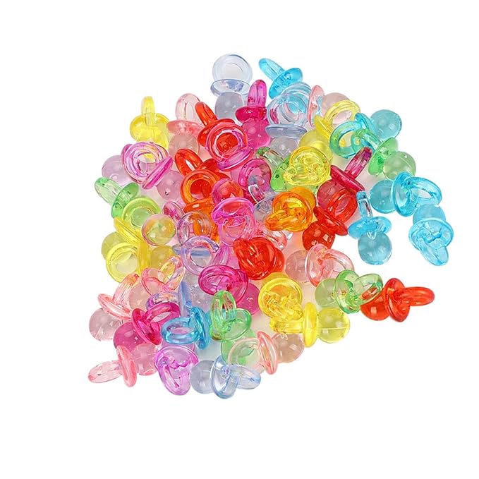 Acrylic Pacifier Decoration Toy Acrylic Pacifier Mini Color Baptism Baby Toys 100pcs Paint Ceramics (#3)