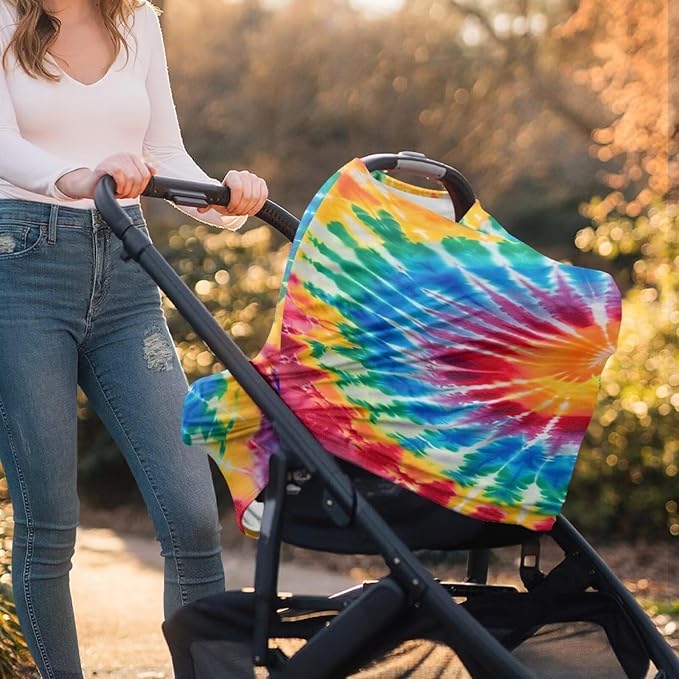 Youngerbaby Tie Dye Nursing Cover for Newborns Breastfeeding Cover Scarf Baby Car Seat Covers Infant Stroller Cover Carseat Canopy for Girls and Boys Full Coverage