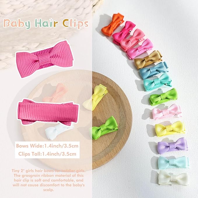 48PCS 2inch OAOLEER Girls Hair Clips and Pins - Fully Lined Bows Alligator Clips for Infants and Toddlers, 24 Colors in Pairs (Style B-48pcs)