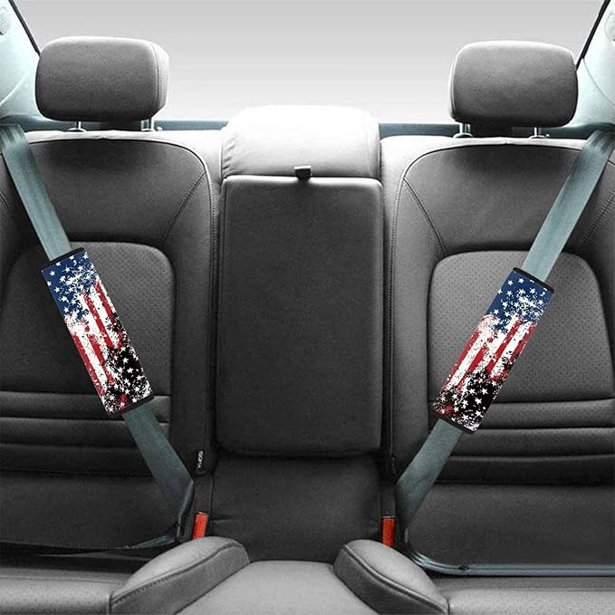 AFPANQZ Stars and Stripes Car Seat Belt Pads Covers Universal Fit for Truck Vans Sedans SUVs Safety Seatbelt Pad Cushion Comfortable Driving Car Seats Accessories Interior Decor