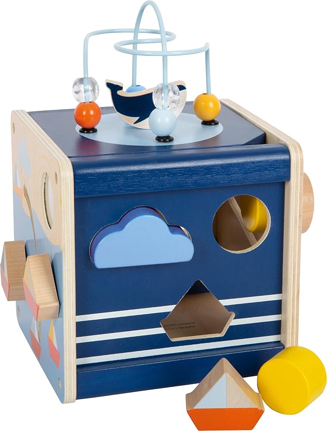 Small Foot Large Ocean Wooden Motor Skills Cube, Maritime Motor Skills Toy for Young Children from 12 Months, 12312