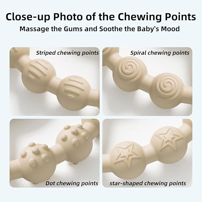 5 Pack Stylish Silicone Baby Teething Toys: 4 Teething Rings and Extra Silicone Clip, Teething Rings for Babies 0-6 Months 6-12 Months, Toddler Teether, Baby Essentials Girl, Infant Teething Relief
