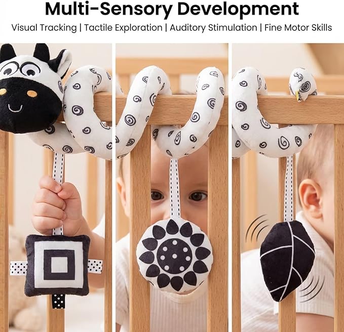 Multi-Use Baby Spiral Activity Toy – Spiral carseat Toy for Car Seat, Stroller,Play Gym, Keeps Baby Quiet, Easy Travel Solution