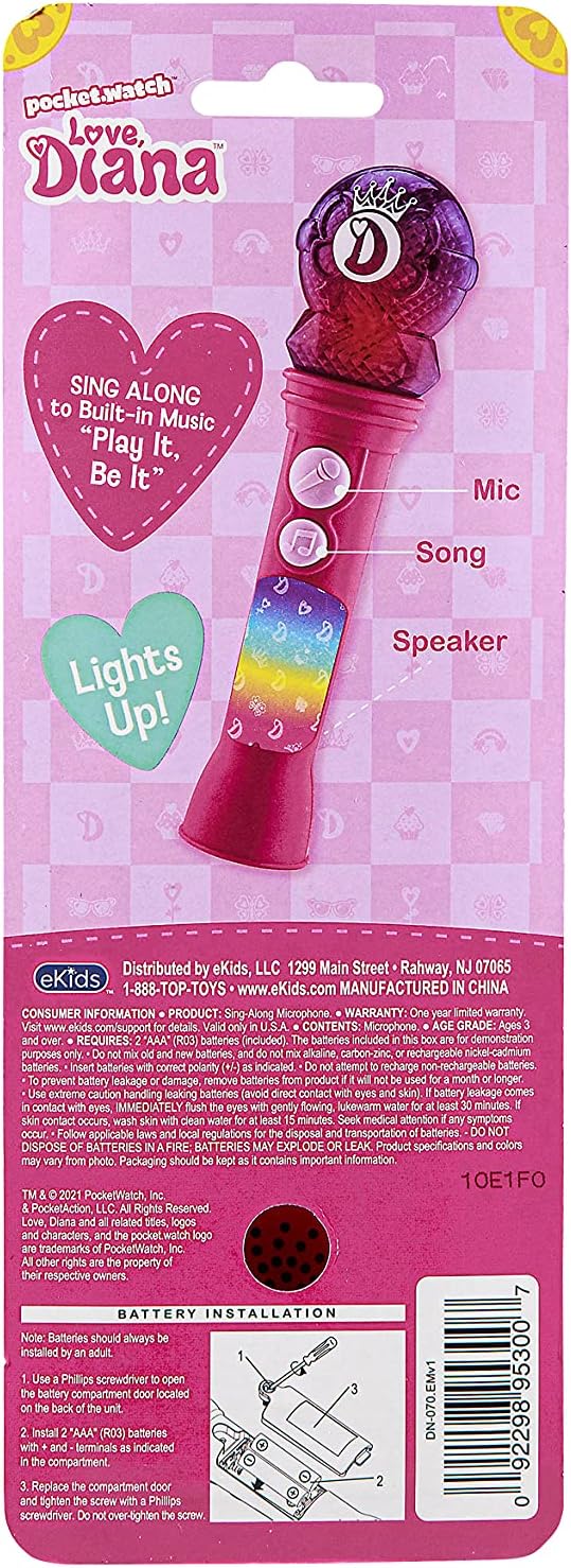 Love Diana Toy Microphone for Kids, Musical Toy for Girls with Built-in Music, Kids Microphone Designed for Fans of Love Diana Toys and Gifts
