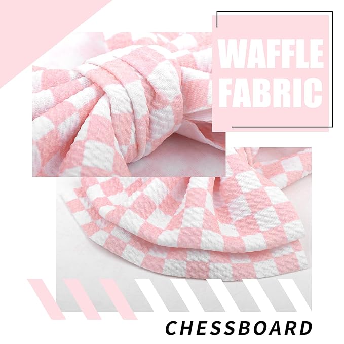 YanJie 2PCS 7’’ Light Pink Bows for Baby Girls Checkered Headband Double Layered Bow Infants Toddler Hair Accessories Newborn Headbands Baby Clothes