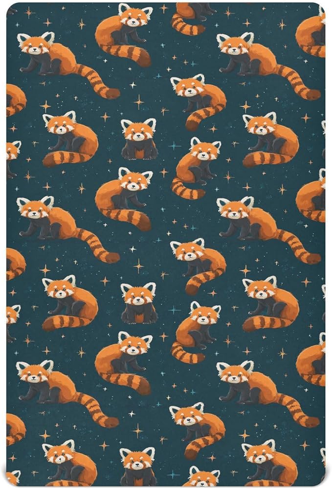 Baby Crib Sheet Cute Red Panda Crib Mattress for Boys and Girls Playard Sheet Soft Breathable Fitted Baby Mattress Cover 52x28in