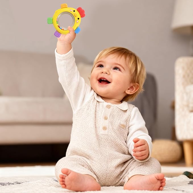 Baby Teether for 0-6 Months, Soft Silicone Teething Toy, Freezer Safe Cooling Relief, Easy Grip Design, BPA Free Baby Teething Toys 0-6 6-12 Months