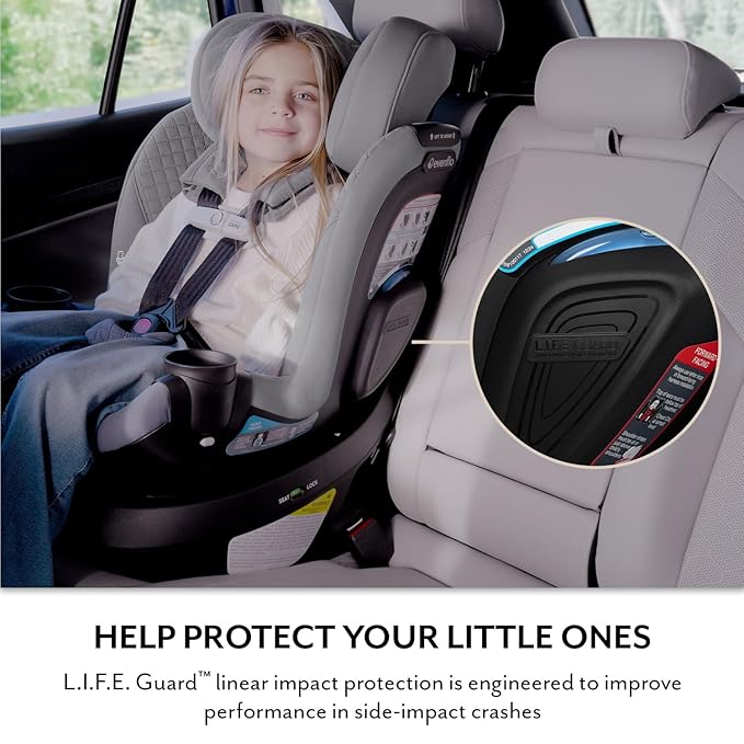 Evenflo Revolve360 Slim 2-in-1 Rotating Car Seat with Green & Gentle Fabric (Flint)