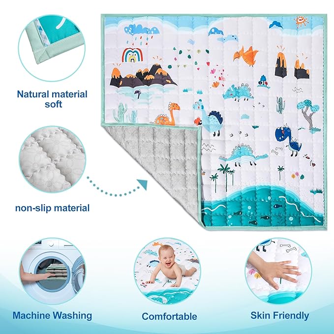 Baby Play Mat 50"x50",Foldable Kids Play Mat for Playpen Washable Crawling Baby Play Mats for Floor Soft Polyester Baby Mat Non Slip Cushioned Playmats for Babies Toddler Infants Tummy Time