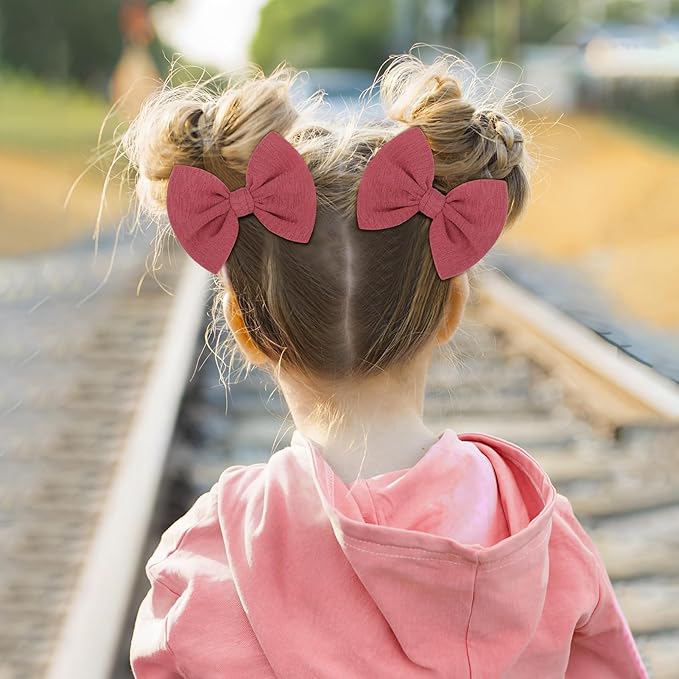 Baby Girls Hair 3'' Bows Clips Set Handmade Bow Hair Clips Hair Accessories Alligator Clip for Babies Infant Toddlers Little Kids 6 PCS Pink-wine