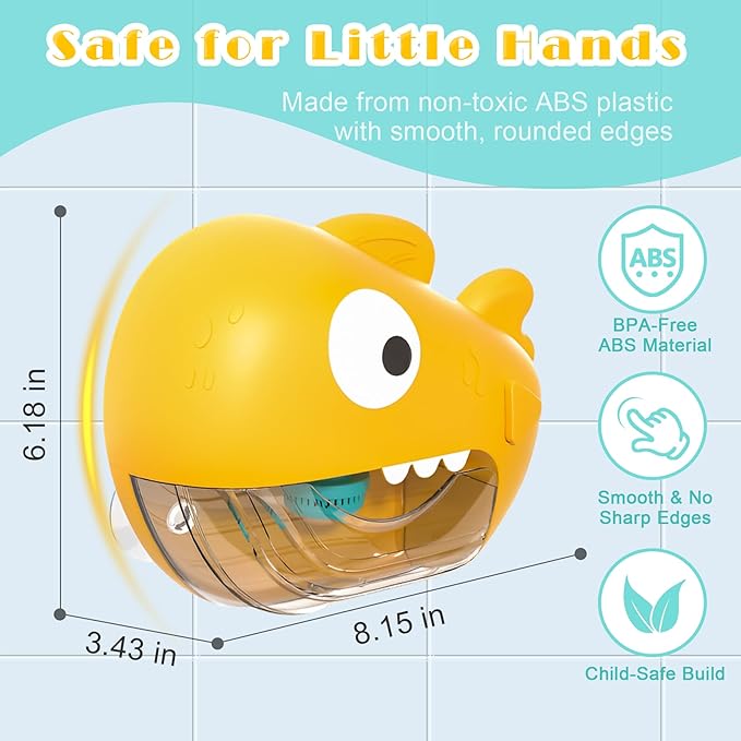 Shark Bath Toys for Kids Ages 1-3, Automatic Bubble Maker Bathtub Toy with Music, Baby Water Toys for Toddlers 2-4, Fun Kids Bath Toys with 4 Suction Cups, Gift for Boys & Girls