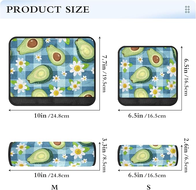 Cute Avocados Daisies Blue Checkered Seat Belt Covers Soft Seat Belt Strap Cover Pack of 2 Shoulder Strap Pad Protect Your Neck and Shoulder