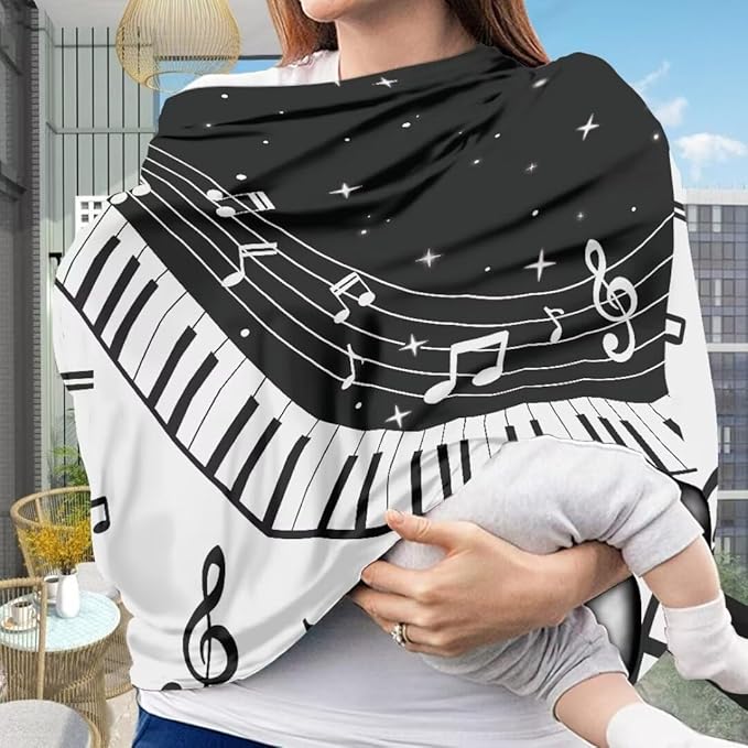 Coldinair Music Notes Star Multifunctional Nursing Cover Multi Use Cover for Baby Car Seat Canopy Shopping Cart Cover,Stroller Cover