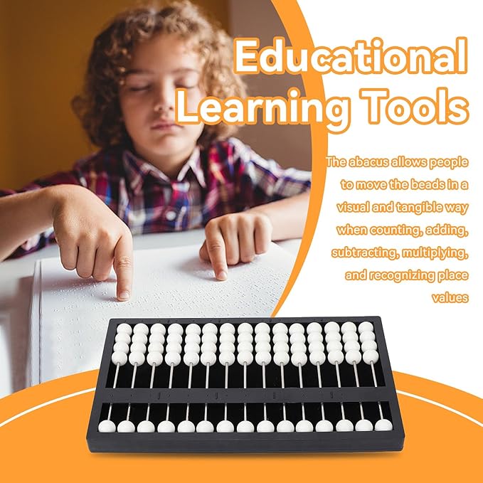 The Blind Abacus, Professional 15 Row Braille Learning Tool Portable Mathematic Concepts Blind Abacus with Tactile Signs for Early Education Math Concept Learning