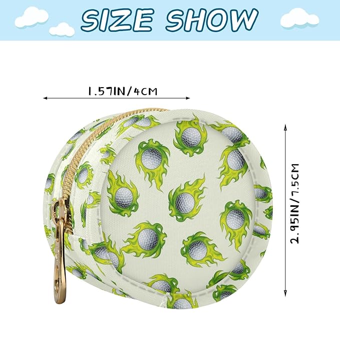 Golf Ball Flame Green Print Pacifier Holder Case for Diaper Bag Portable Travel Pacifier Storage Case with Clip Newborn Baby Pouch for Baby Boys Girls Purse Outdoor