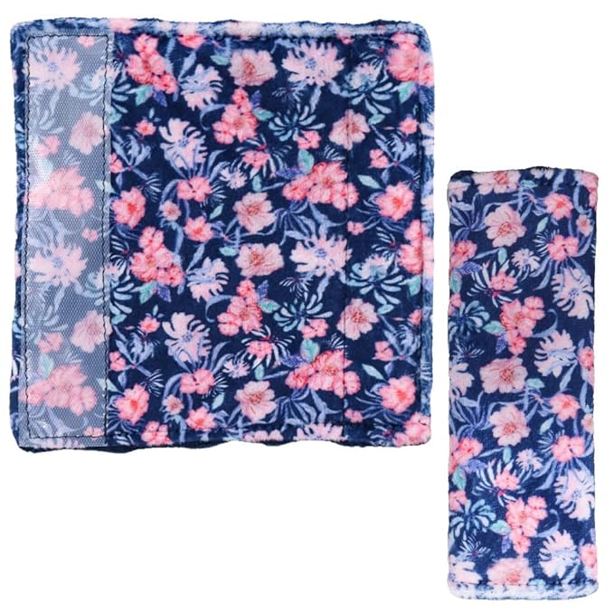 Baby Car Seat Belt Covers, Floral Stroller Seat Strap Covers, Car Seat Straps Shoulder Pads for Girls Boys, Minky Seat Belt Protectors for Car Seats/Pushchair, for Kids Newborn Infants Toddlers