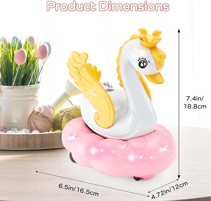 Baby Swan Musical Crawling Toy with Lights, Sounds, Blowing Ball, Infant Sensory Toys, Birthday Gifts for Kids Boy Girl 3 4 5 6 7 8 Years