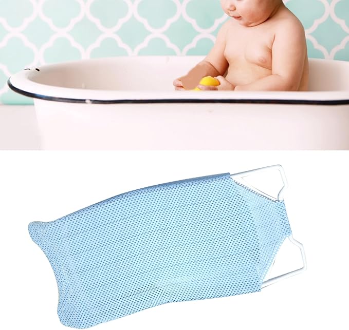 Baby Bath Seat Support Net Non Slip Mesh Cushion Portable for Newborns to Toddlers (Sky Blue)