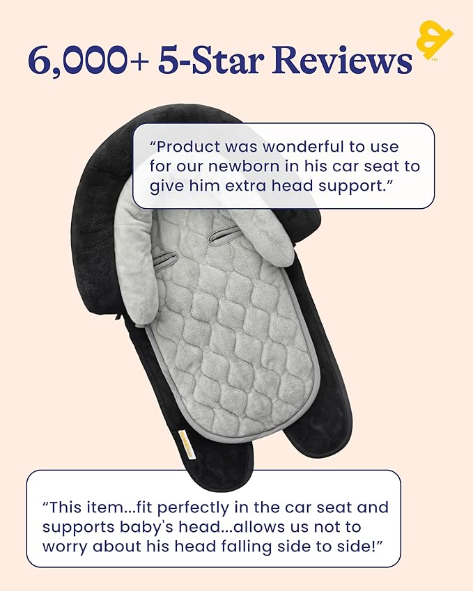GoldBug Baby & Toddler 2-in-1 Car Seat Head Support - Plush Black