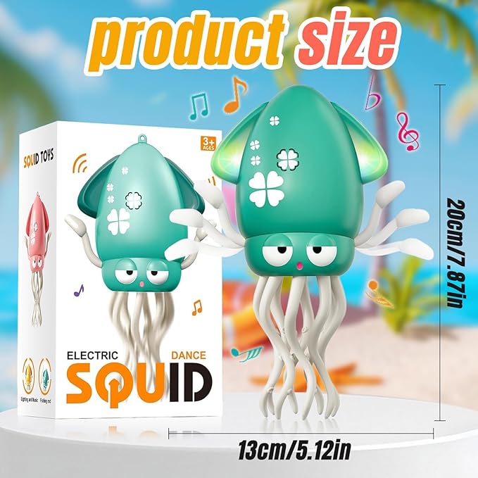 Electric Dancing Octopus Baby Toy, with Automatic Obstacle Avoidance Sensor, Upright & Crawling Modes, Rechargeable Magic Dancing Music Squid for Kids Ages 3-7, Fun Birthday Gift for Boys Girls (Red)