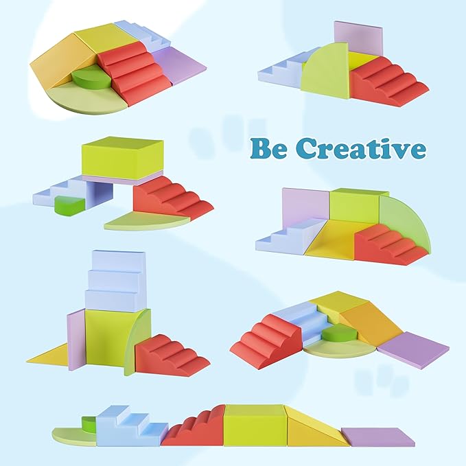 7-Piece Foam Climbing Blocks for Toddlers & Babies 1-5: Ultimate Indoor Play Toy Set with Soft PU Leather, Safe Crawling, Walking & Sensory Motor Skills Activity Blocks
