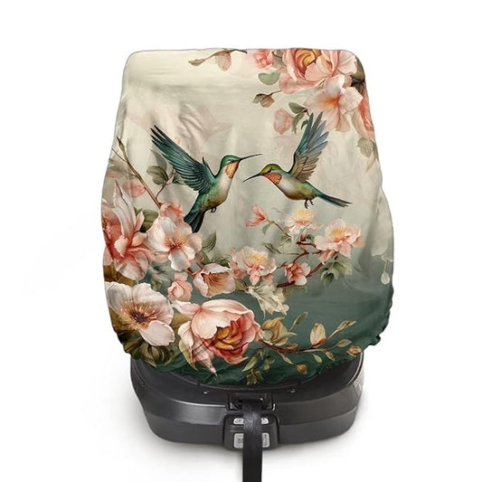 Car Seat Sun Shade Cover, Hummingbird Print Baby Car Seat Cover Keeps Your Toddler Baby Seat at a Cool Temperature, Soft Carseat Cover Lightweight Baby Seat Covers for Car Seats