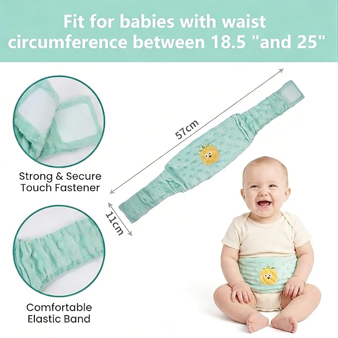 Colic and Gas Relief for Newborns and Infants, Flaxseed Heated Tummy Wrap, Microwaveable Baby Swaddling Belt with Warmth, Natural Relief for Upset Stomach in Babies and Toddlers(Green)