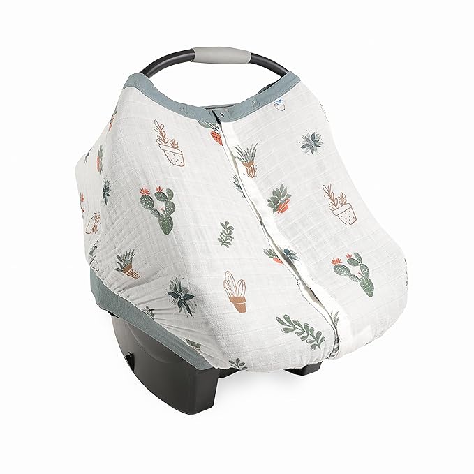 Little Unicorn Baby Car Seat Canopy | Soft & Breathable Muslin Fabric | Magnetic Closure Cover & Universal Fit | for Protection & Privacy | Nursing Cover (Prickle Pots)