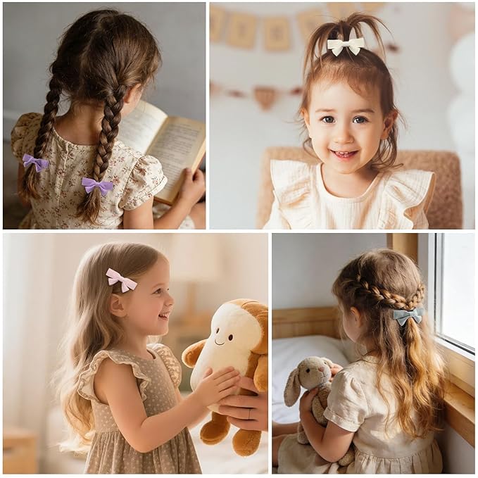 20-Piece Set of Small Hair Bows for Girls – Adorable Baby Hair Clips, Toddler Bow Clips, and Handmade Hair Accessories for Little Girls.