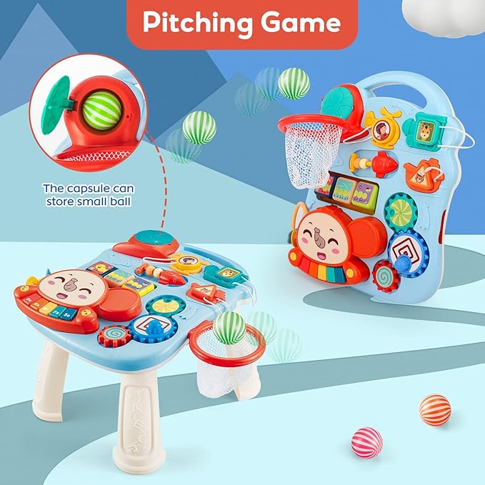 3 in 1 Baby Walker for Boys Girls Sit-to-Stand Learning Walkers Activity Center Table Educational with Removable Play Panel Weight Gain Design Walking Toys Baby Push Walker for Infant Boys Girls