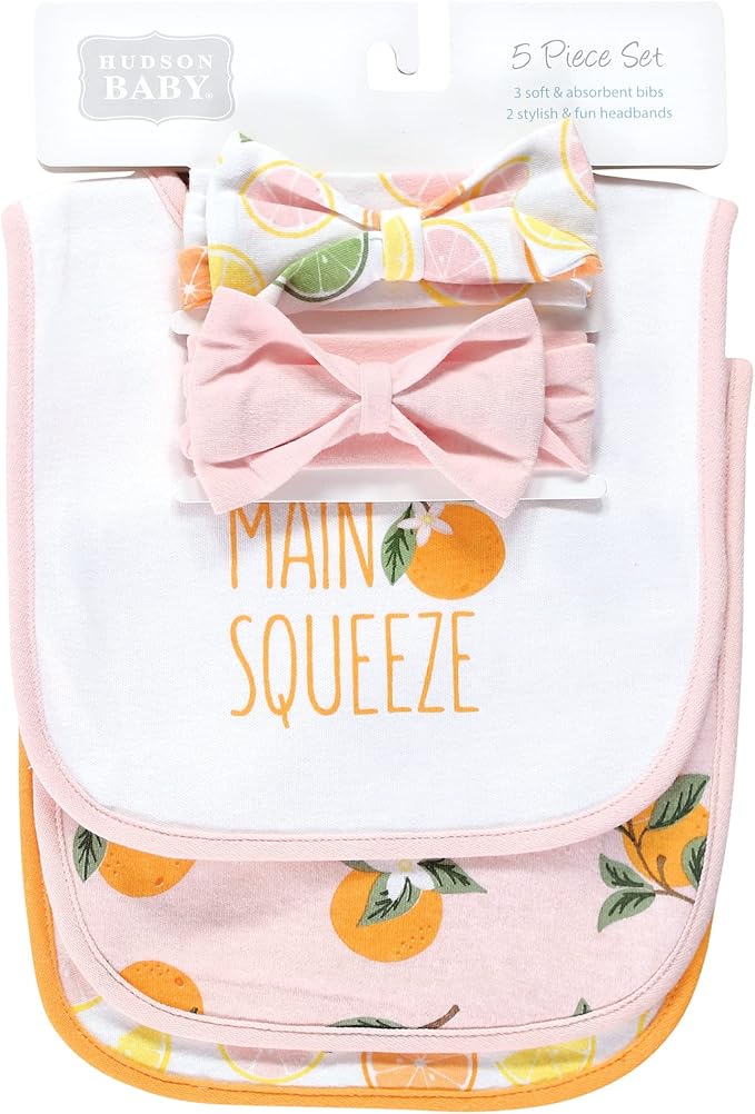 Hudson Baby Unisex Baby Cotton Bib and Headband Set