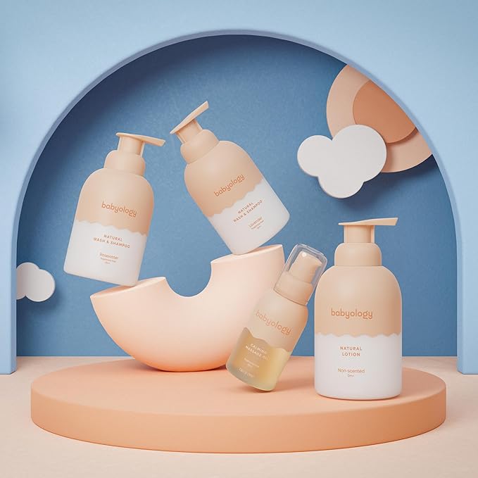 Babyology BUNDLE - 100% Edible Ingredients - Baby Wash & Shampoo + Lotion + Oil - Perfect Baby Daily Routine