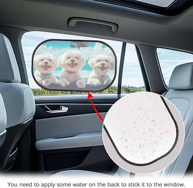 Bulopur 2 Pack Window Shades for Car UV Protection Breathable West Highland Terrier Car Seat Sun Protection Easy to Install Mesh Back Window Sun Shades Universal Fit Mesh Auto Windshield Shades