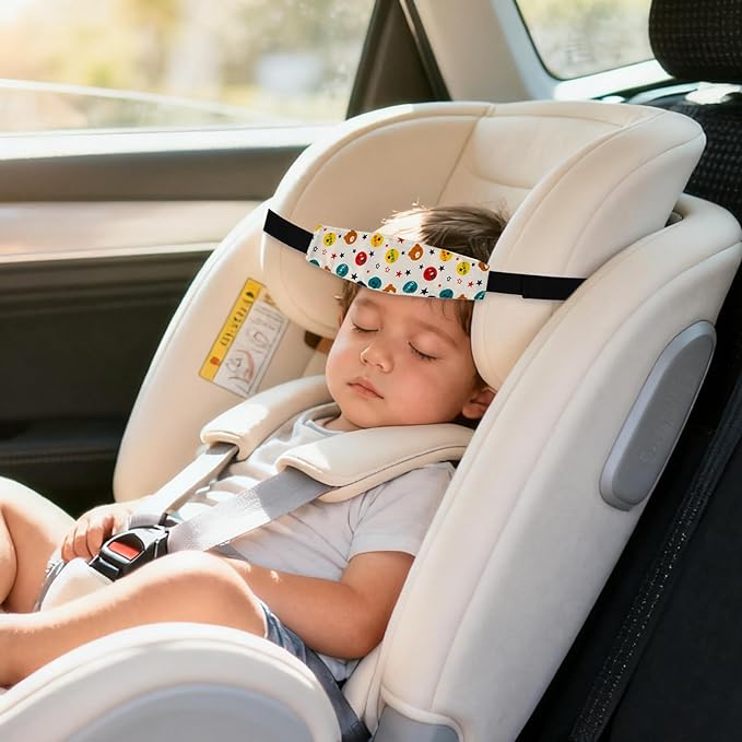 4Pack Baby Head Support for Car Seat, Adjustable Airplane Head Strap for Sleeping - Toddler Car Seat Head Support Pillow with Safety Rest Design for Infant and Child