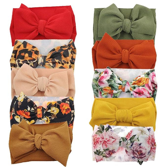 KIDOCHEESE Oversized Bows Baby Girl Headbands with Nylon Elastics, Large Hair Wraps and Accessories for Newborns, Infants, Toddlers