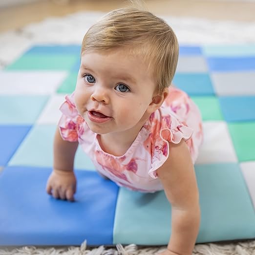 ECR4Kids SoftZone Patchwork Activity Folding Play Mat, 58in Square, Baby Essentials, Contemporary