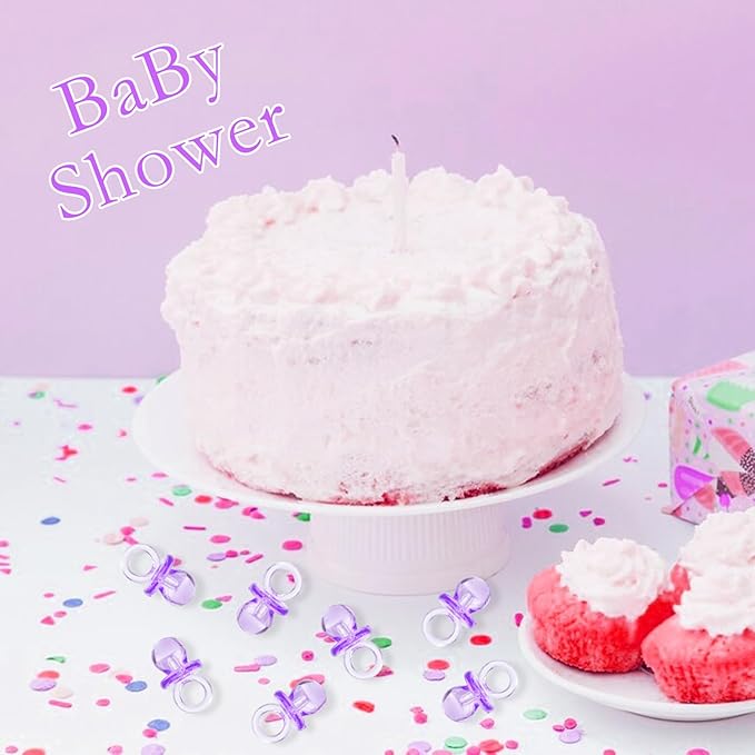 200 Pieces 0.86 Inch Baby Pacifier Baby Shower Plastic Pacifier for Baby Shower Pacifier, Baby Shower Gender Show Party Decoration DIY Birthday Party Gift (Purple)