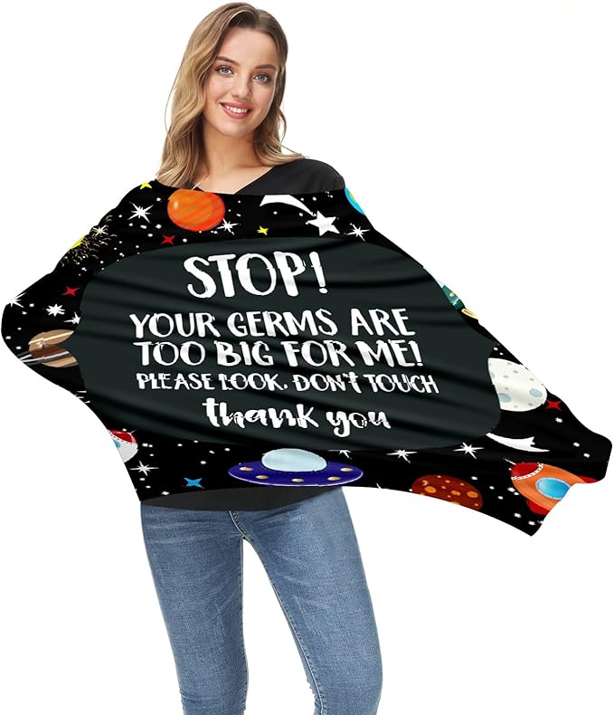 Baby Car Seat Stroller Covers - Don't Touch Outer Space Planets New Mom Nursing Cover Breastfeeding Scarf Soft Breathable Stretchy Coverage Carseat Canopy for Boys and Girls