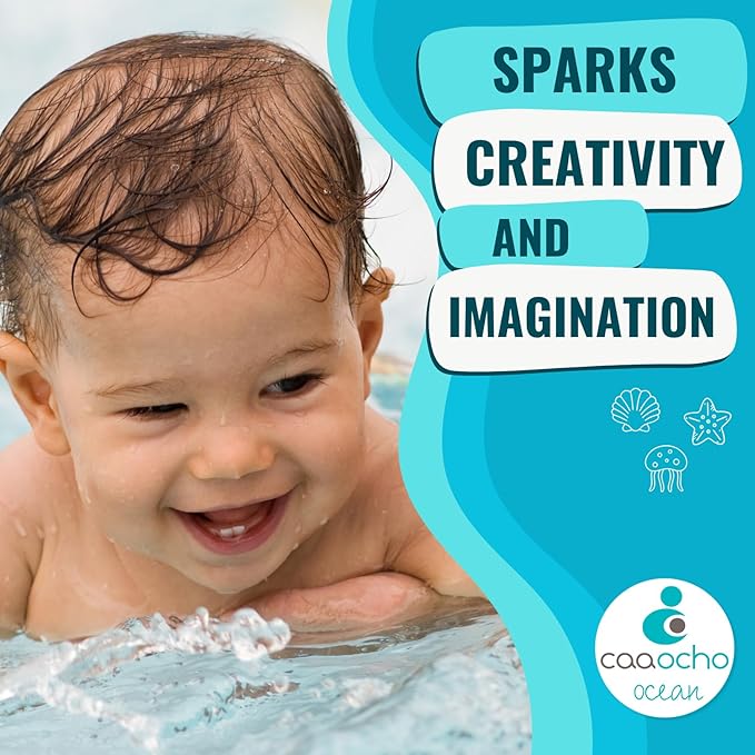 caaocho Pure Natural Rubber Bath Toy - Nalu The Seahorse - Hole Free Bath Toys, BPA Free Bath Toys for Infants, Without Holes Sealed Natural Rubber Baby Toy