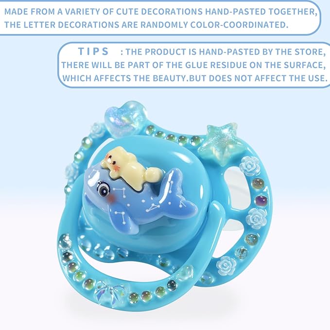 CutiePlusU Adult Sized Pacifier Dummy DIY Handmade Big Shield- Blue