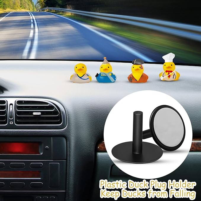 CANIPHA 40pc Plastic Duck Display, Fixed Mount, Self-Adhesive, Gift for Car Lovers, Black